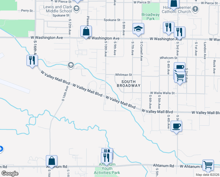 map of restaurants, bars, coffee shops, grocery stores, and more near 2110 S 9th Ave in Union Gap