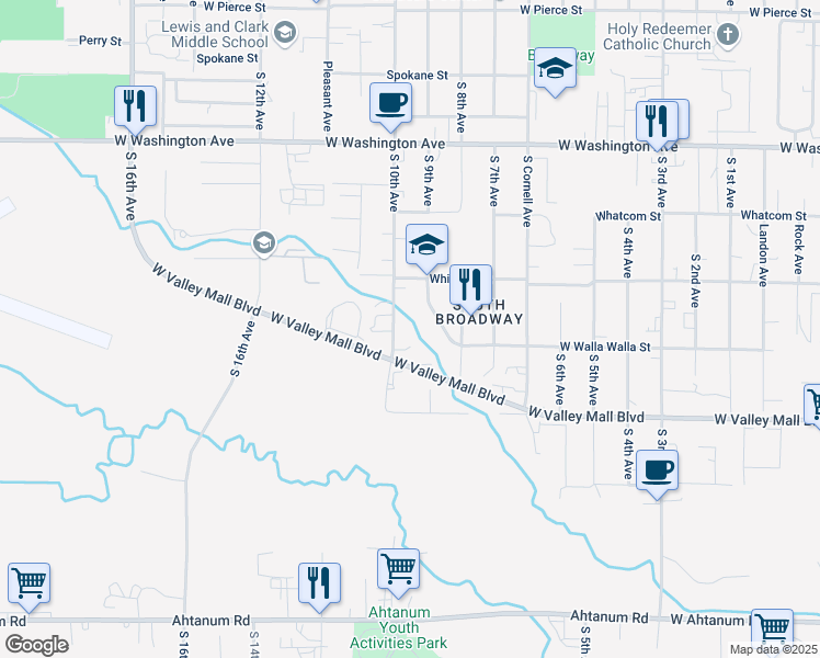 map of restaurants, bars, coffee shops, grocery stores, and more near 2110 S 9th Ave in Union Gap