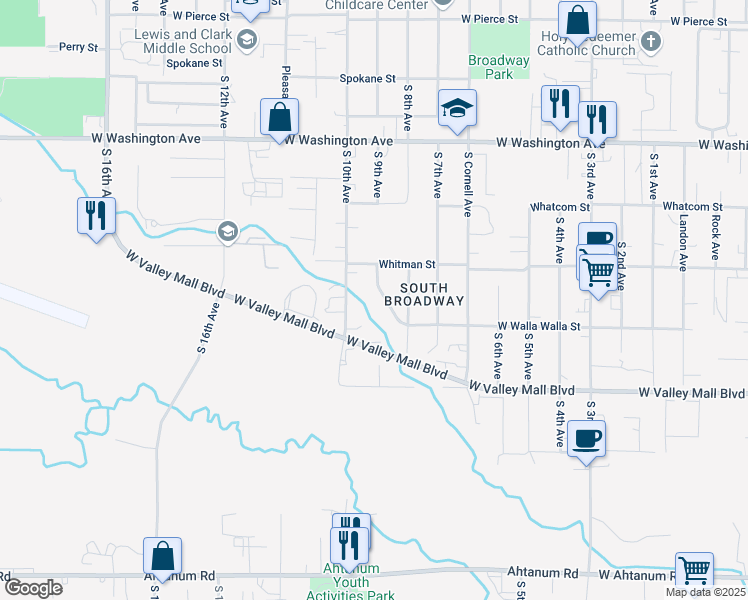 map of restaurants, bars, coffee shops, grocery stores, and more near 2110 S 9th Ave in Union Gap