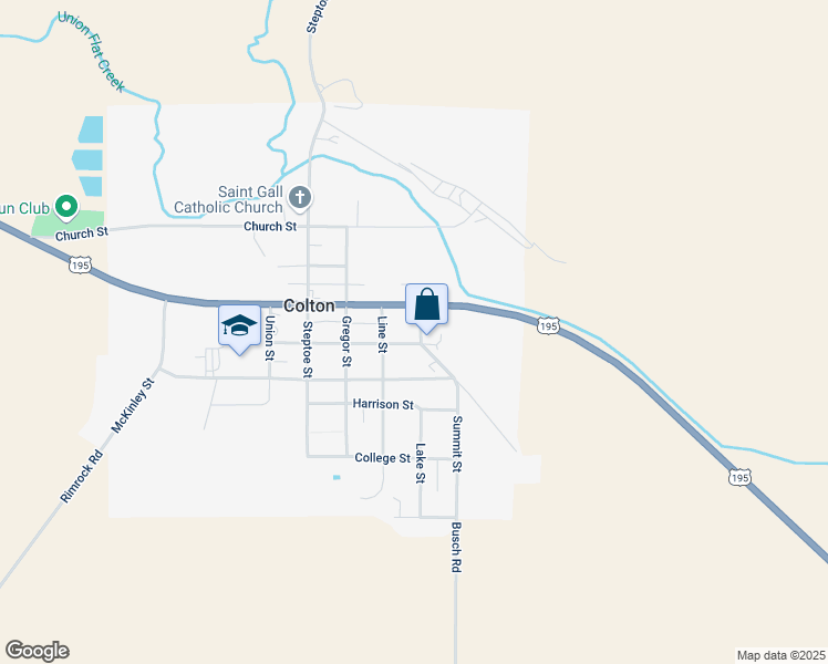 map of restaurants, bars, coffee shops, grocery stores, and more near 601 Lake Street in Colton