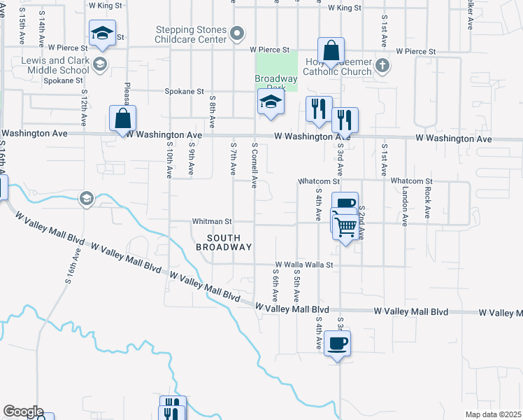 map of restaurants, bars, coffee shops, grocery stores, and more near 2013 Cornell Avenue in Union Gap