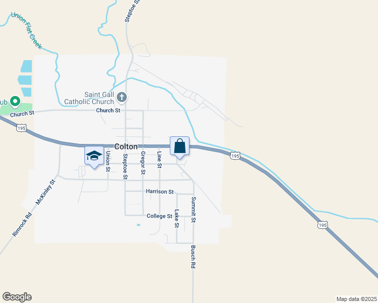 map of restaurants, bars, coffee shops, grocery stores, and more near 601 Lake Street in Colton