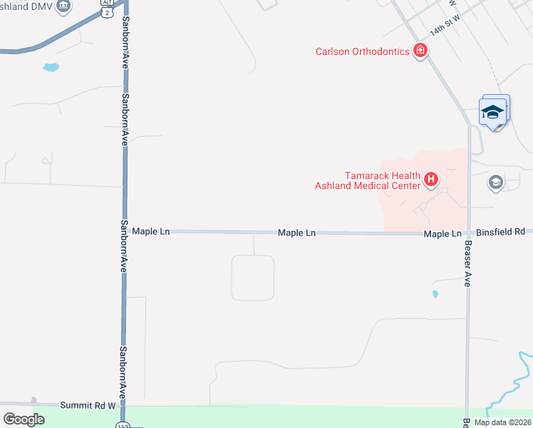 map of restaurants, bars, coffee shops, grocery stores, and more near 2219 Maple Lane in Ashland