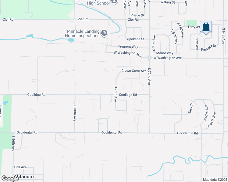 map of restaurants, bars, coffee shops, grocery stores, and more near 2108 South 76th Avenue in Yakima