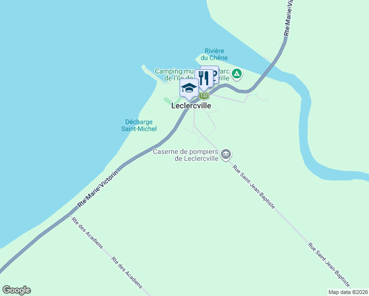 map of restaurants, bars, coffee shops, grocery stores, and more near 734 Rue Pierre-Leclerc in Leclercville
