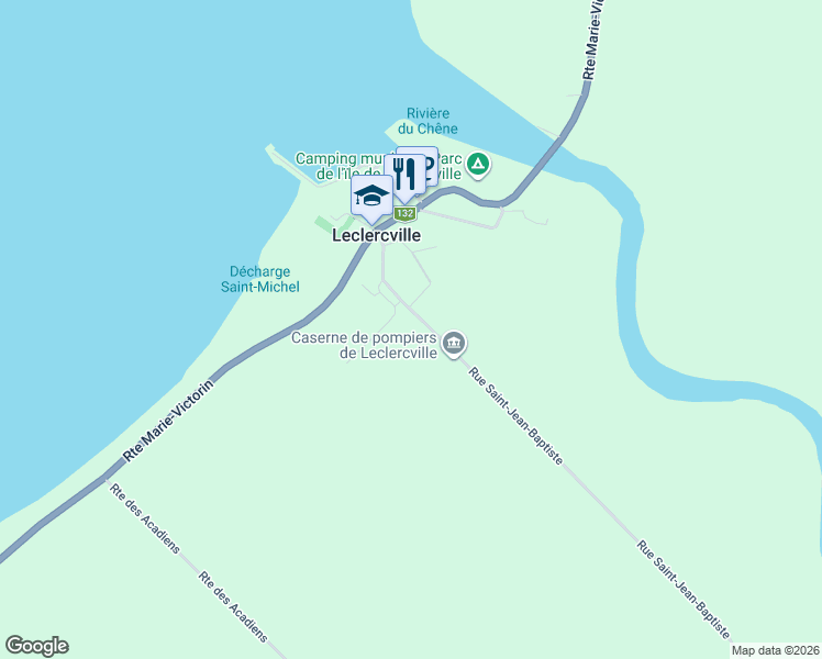 map of restaurants, bars, coffee shops, grocery stores, and more near in Leclercville
