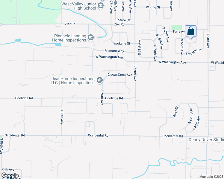 map of restaurants, bars, coffee shops, grocery stores, and more near 7408 Crown Crest Ave in Yakima
