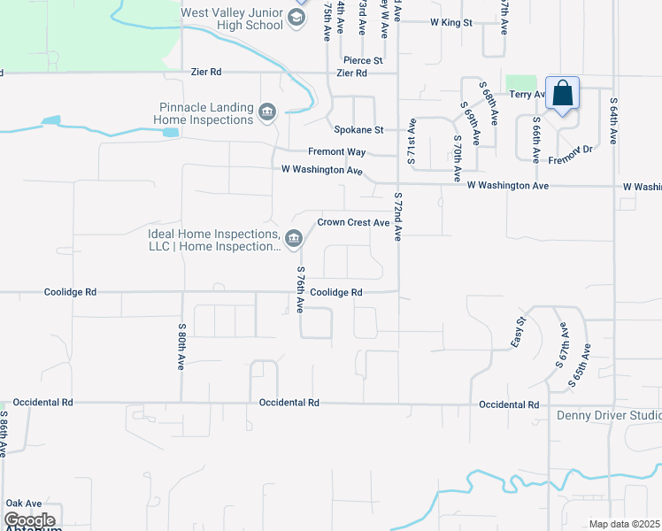 map of restaurants, bars, coffee shops, grocery stores, and more near 7408 Crown Crest Ave in Yakima