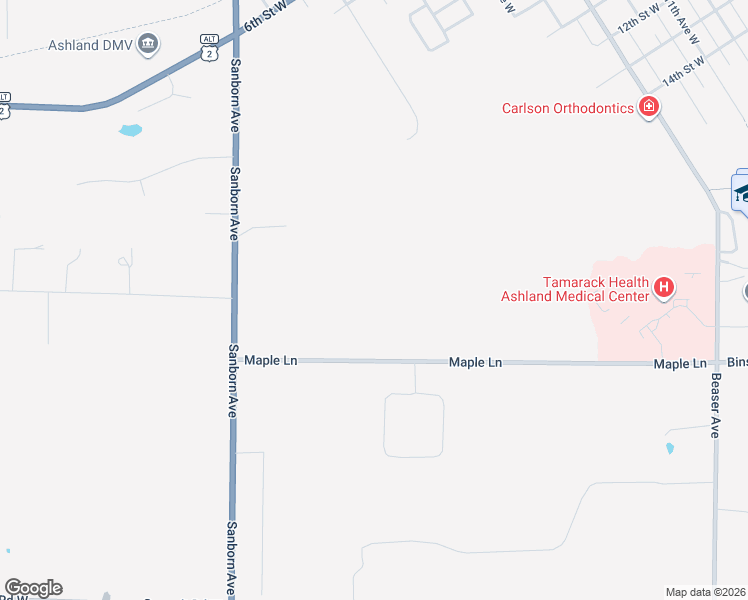 map of restaurants, bars, coffee shops, grocery stores, and more near 2317 Maple Lane in Ashland