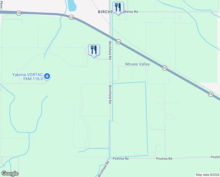 map of restaurants, bars, coffee shops, grocery stores, and more near 2113 Birchfield Road in Yakima