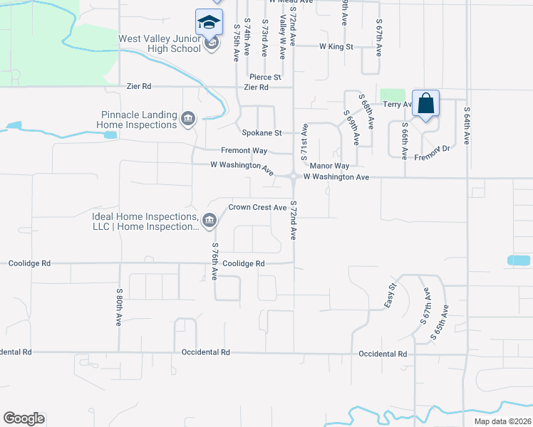 map of restaurants, bars, coffee shops, grocery stores, and more near 1912 South 73rd Avenue in Yakima