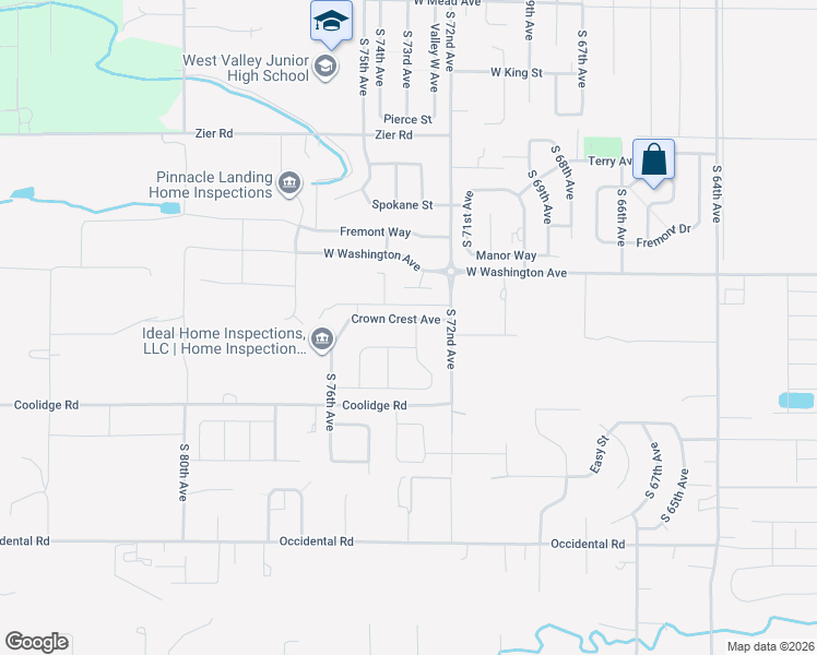 map of restaurants, bars, coffee shops, grocery stores, and more near 1912 South 73rd Avenue in Yakima