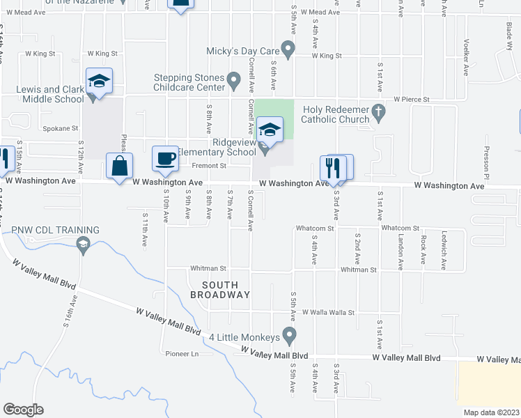 map of restaurants, bars, coffee shops, grocery stores, and more near 1926 Royal Palm Avenue in Union Gap