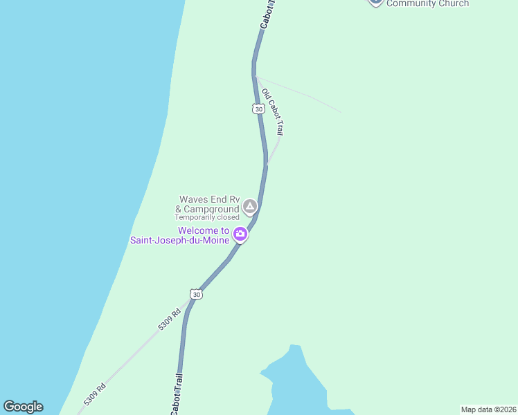 map of restaurants, bars, coffee shops, grocery stores, and more near Nova Scotia Trunk 30 in Inverness County