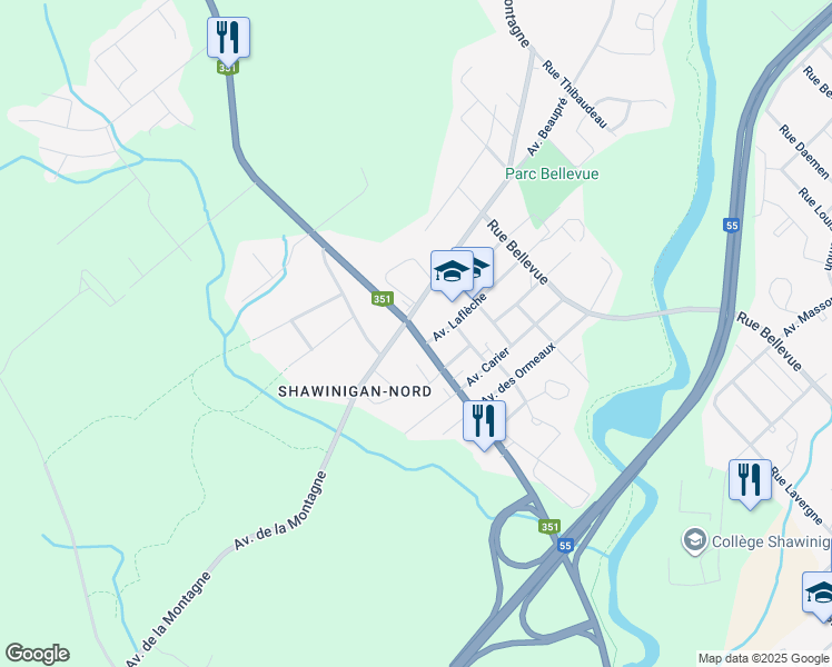 map of restaurants, bars, coffee shops, grocery stores, and more near 3972 Rue Trudel in Shawinigan