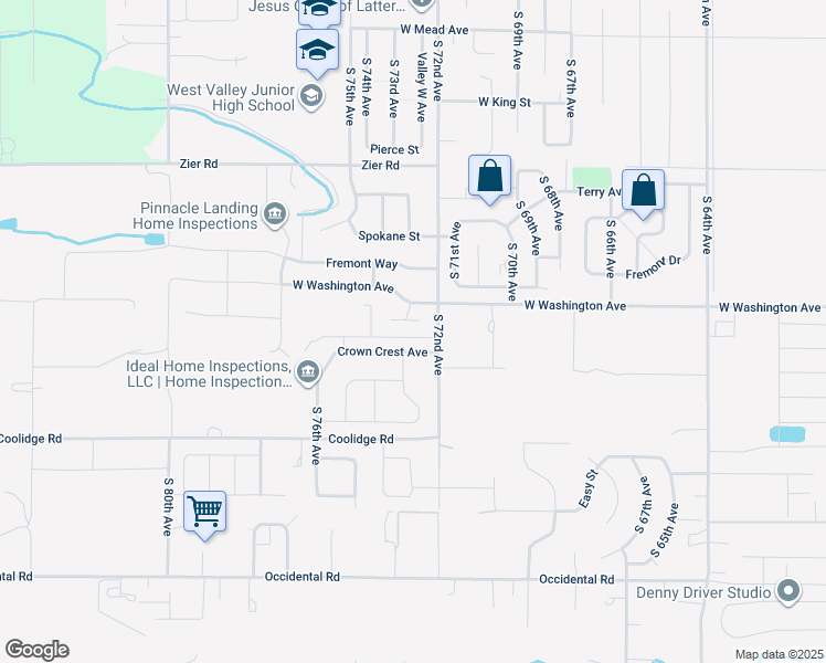 map of restaurants, bars, coffee shops, grocery stores, and more near 7204 Heathers Way in Yakima