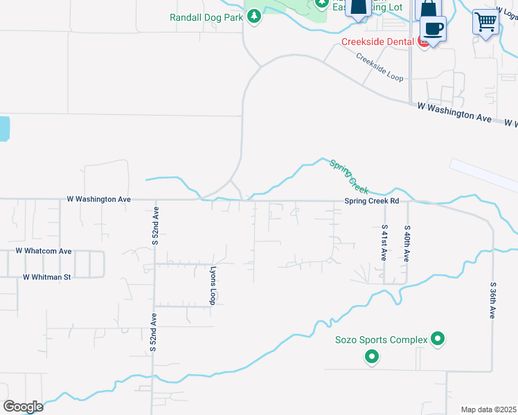 map of restaurants, bars, coffee shops, grocery stores, and more near 1901 South 47th Avenue in Yakima