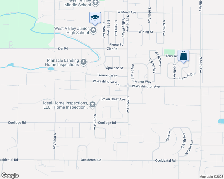 map of restaurants, bars, coffee shops, grocery stores, and more near 7304 Heathers Way in Yakima