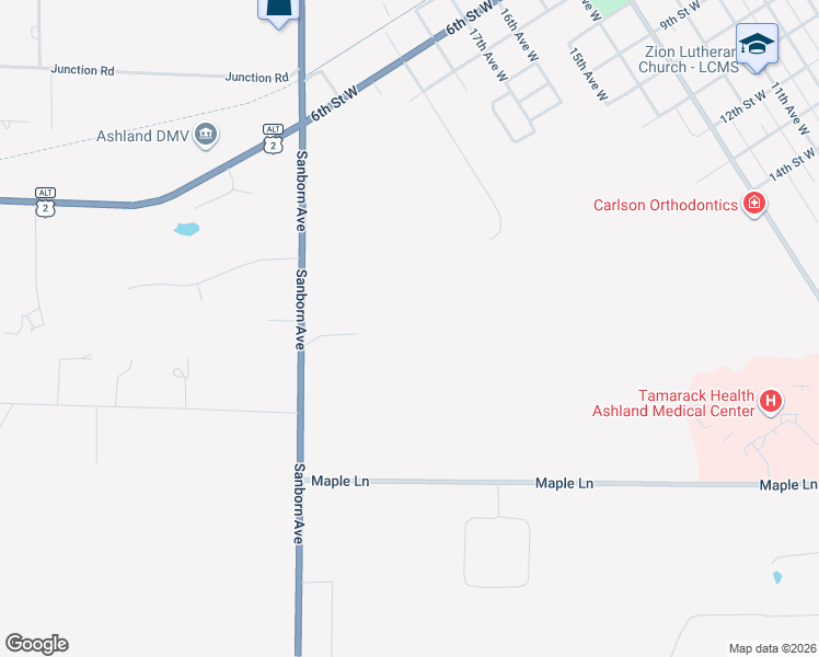 map of restaurants, bars, coffee shops, grocery stores, and more near 2317 Maple Lane in Ashland