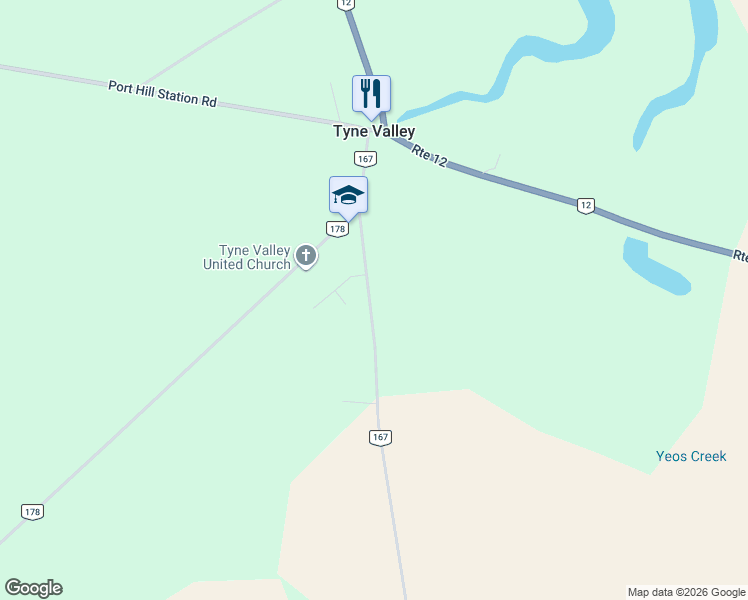 map of restaurants, bars, coffee shops, grocery stores, and more near 99 Allen Road in Tyne Valley