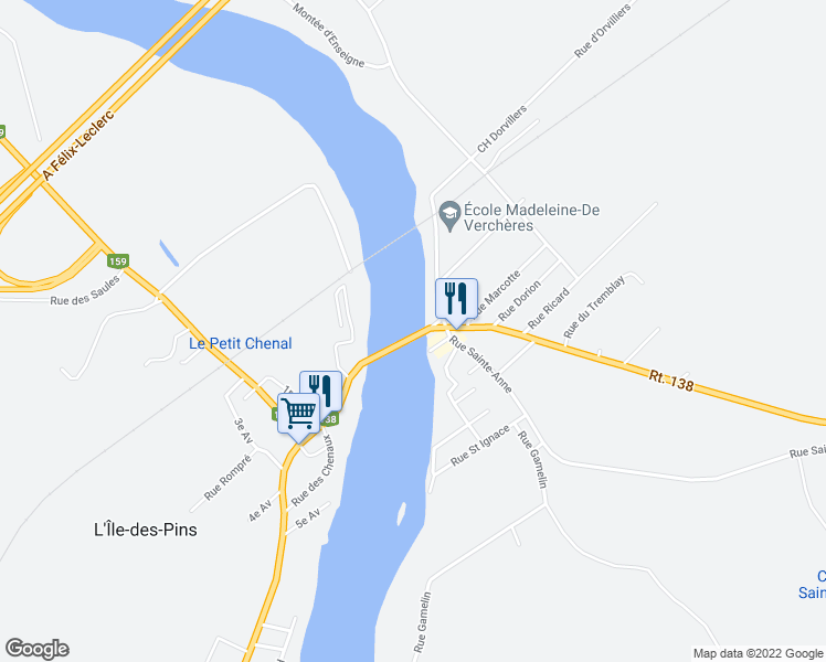 map of restaurants, bars, coffee shops, grocery stores, and more near 49 Boulevard Lanaudière in Sainte-Anne-de-la-Pérade