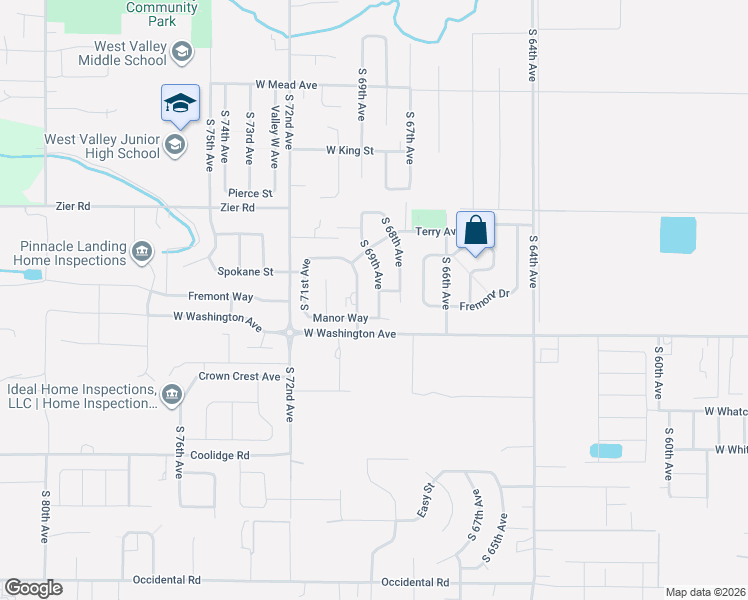map of restaurants, bars, coffee shops, grocery stores, and more near 1820 S 68th Ave in Yakima