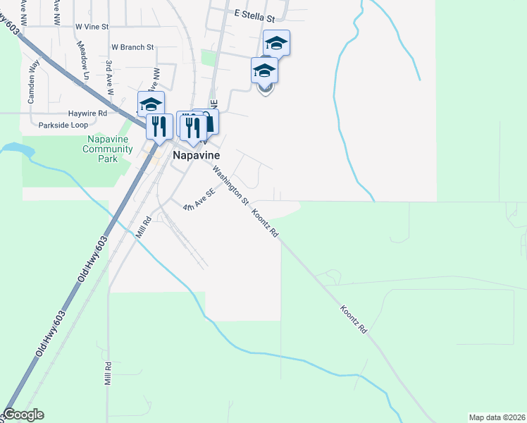 map of restaurants, bars, coffee shops, grocery stores, and more near 120 Woodard Road in Chehalis