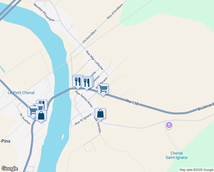 map of restaurants, bars, coffee shops, grocery stores, and more near 135 Rue du Tremblay in Sainte-Anne-de-la-Pérade