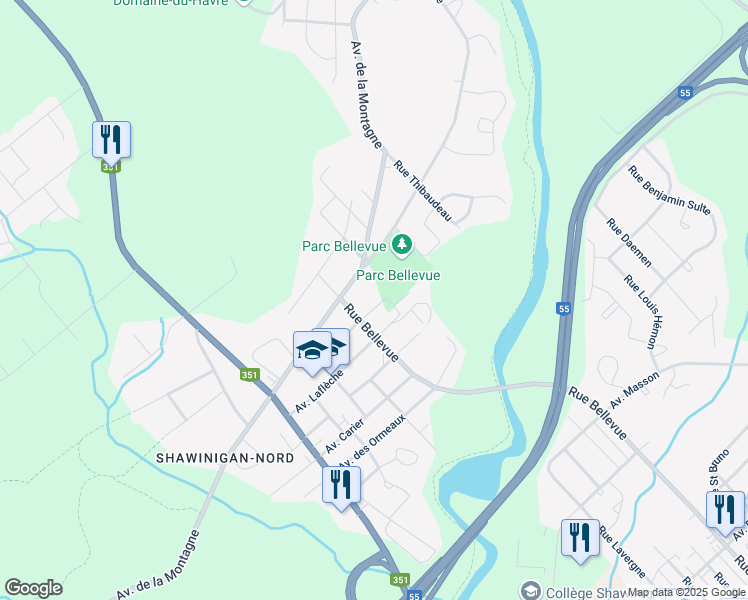 map of restaurants, bars, coffee shops, grocery stores, and more near 2623 Avenue Comtois in Shawinigan