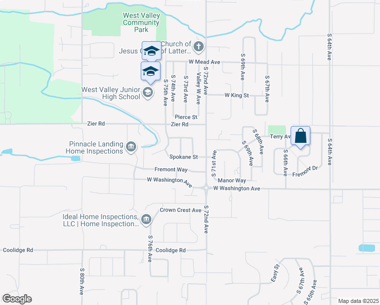 map of restaurants, bars, coffee shops, grocery stores, and more near 1709 S 74th Ave in Yakima