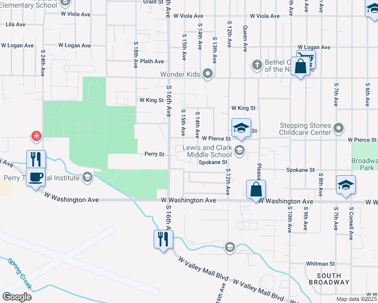 map of restaurants, bars, coffee shops, grocery stores, and more near 1712-1798 South 14th Avenue in Yakima