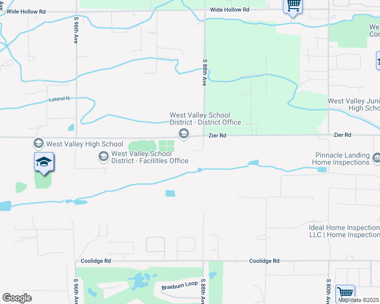 map of restaurants, bars, coffee shops, grocery stores, and more near 8806 Zier Road in Yakima