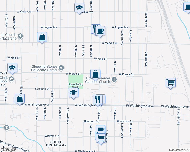 map of restaurants, bars, coffee shops, grocery stores, and more near 1710 South 3rd Avenue in Yakima