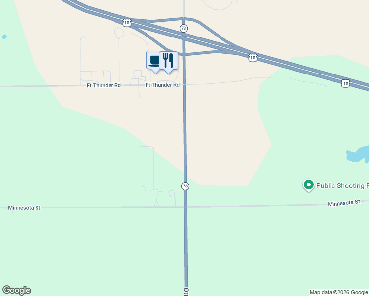 map of restaurants, bars, coffee shops, grocery stores, and more near 42365 Minnesota 78 in Perham