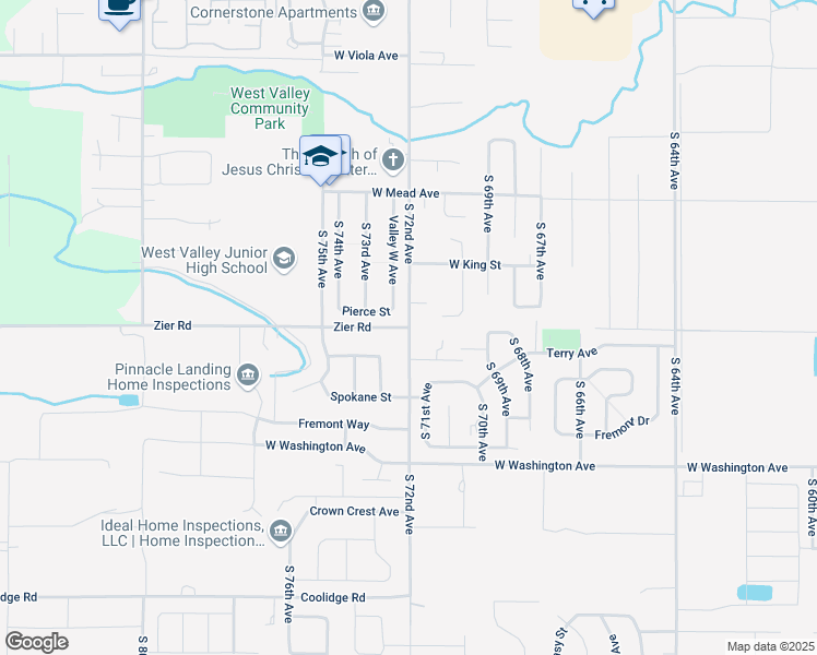map of restaurants, bars, coffee shops, grocery stores, and more near 7201 Zier Road in Yakima