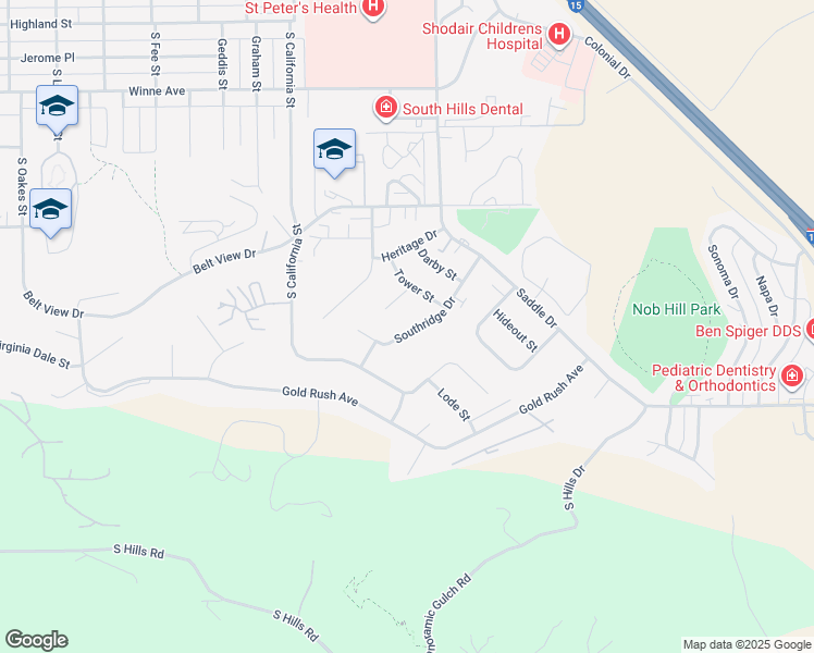 map of restaurants, bars, coffee shops, grocery stores, and more near 2521 Southridge Drive in Helena