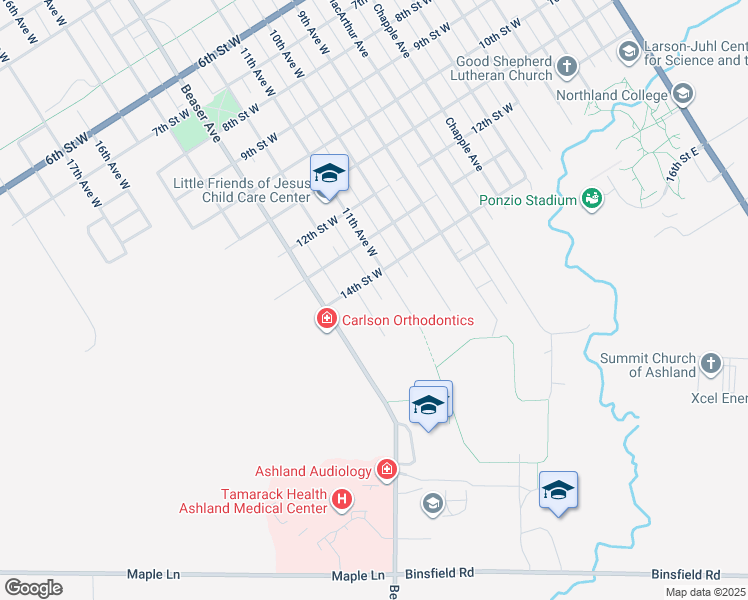 map of restaurants, bars, coffee shops, grocery stores, and more near 1414 12th Ave W in Ashland