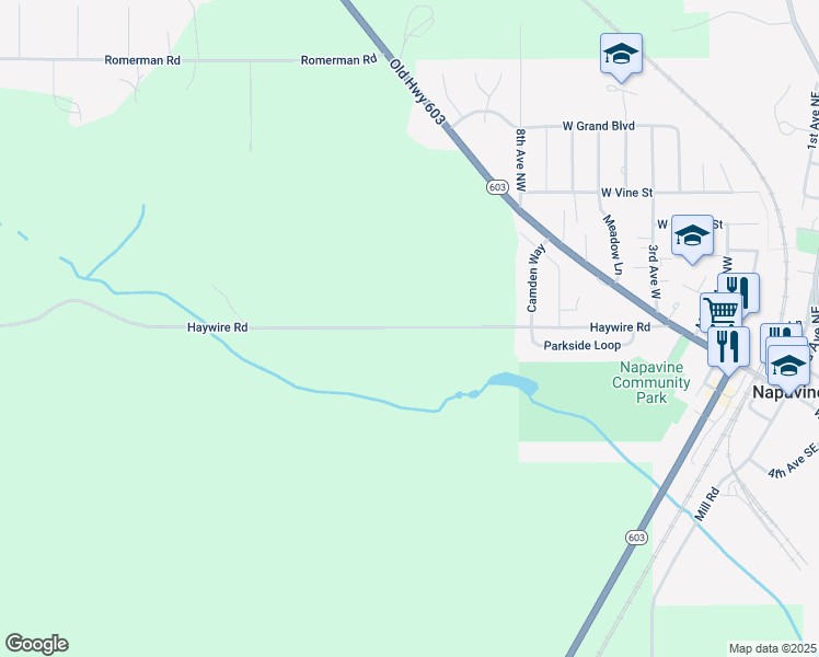 map of restaurants, bars, coffee shops, grocery stores, and more near 174-236 Haywire Rd in Napavine