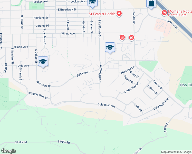 map of restaurants, bars, coffee shops, grocery stores, and more near 622 South California Street in Helena