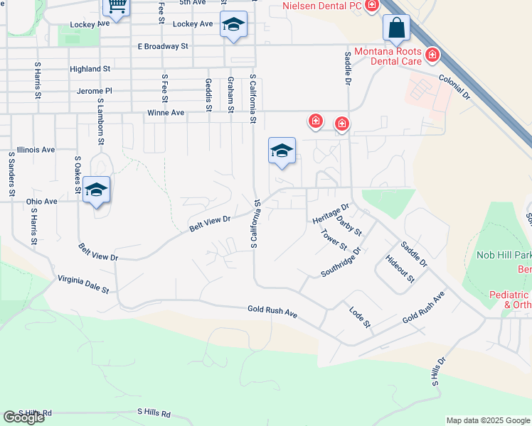 map of restaurants, bars, coffee shops, grocery stores, and more near 611 South California Street in Helena