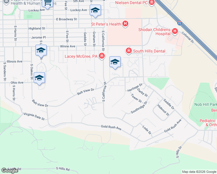 map of restaurants, bars, coffee shops, grocery stores, and more near 611 South California Street in Helena