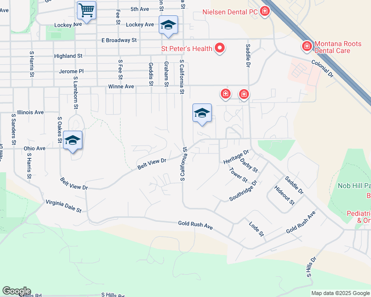 map of restaurants, bars, coffee shops, grocery stores, and more near 540 South California Street in Helena