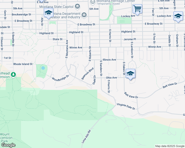 map of restaurants, bars, coffee shops, grocery stores, and more near 534 Diehl Drive in Helena
