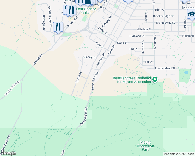 map of restaurants, bars, coffee shops, grocery stores, and more near 595 South Davis Street in Helena
