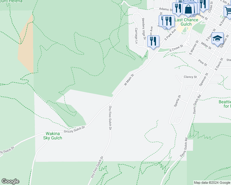 map of restaurants, bars, coffee shops, grocery stores, and more near 620 West Main Street in Helena