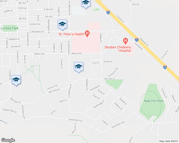 map of restaurants, bars, coffee shops, grocery stores, and more near 2531 Ferndale Lane in Helena