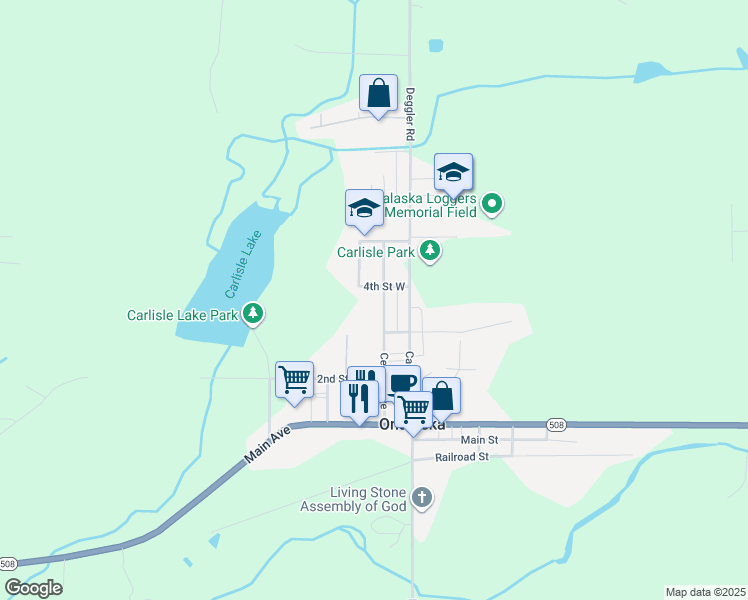 map of restaurants, bars, coffee shops, grocery stores, and more near 259 4th Street West in Chehalis