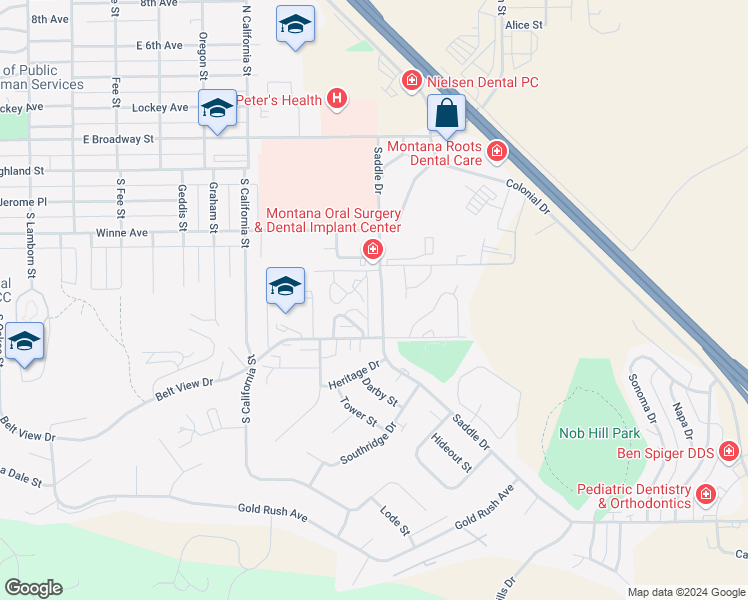 map of restaurants, bars, coffee shops, grocery stores, and more near 514 Saddle Drive in Helena