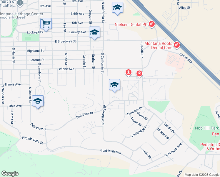 map of restaurants, bars, coffee shops, grocery stores, and more near 543 Burnham Place in Helena