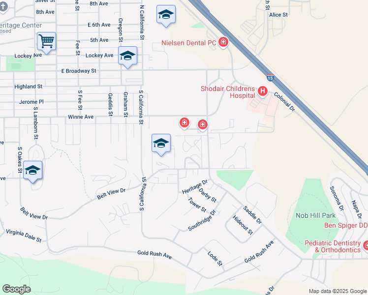 map of restaurants, bars, coffee shops, grocery stores, and more near 2531 Ferndale Lane in Helena